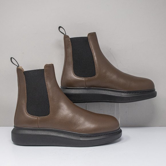 Alexander McQueen Brown Leather Hybrid Chelsea Boots, Size 43 EU (10 US) - Picture 2 of 8